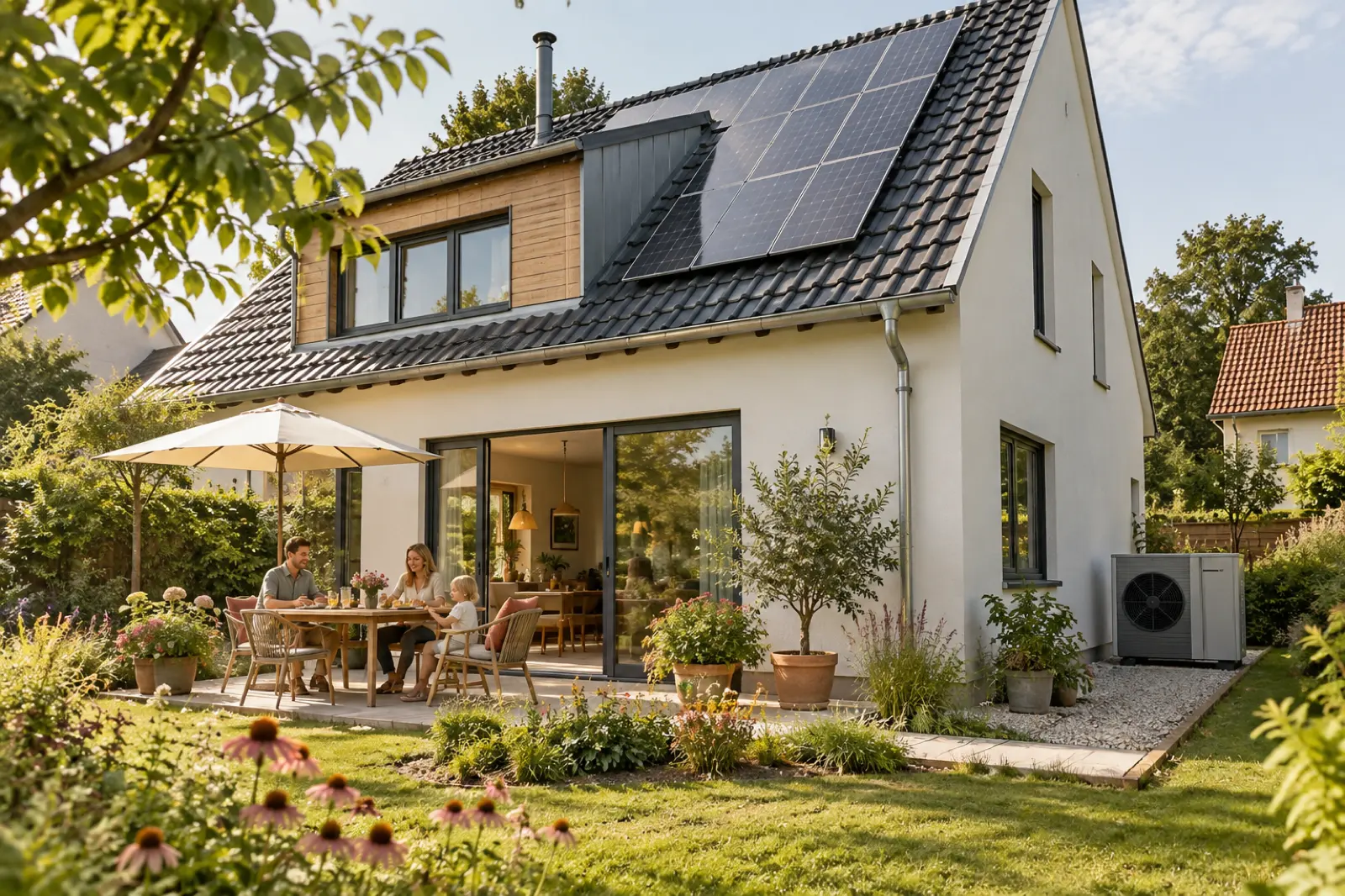 Energieeffizientes Einfamilienhaus mit PV und Wärmepumpe